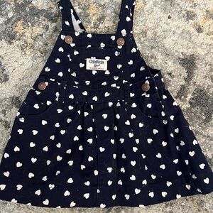 OshKosh B'gosh Blue Dress with White Hearts in a girls size 12 months!